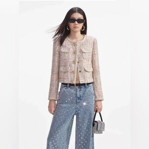 Self Portrait Tweed Jacket - Cream US2/UK6